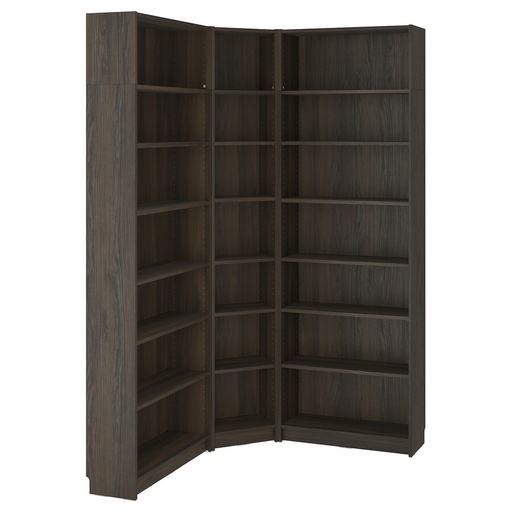 BILLY bookcase corner comb w ext units dark brown oak effect