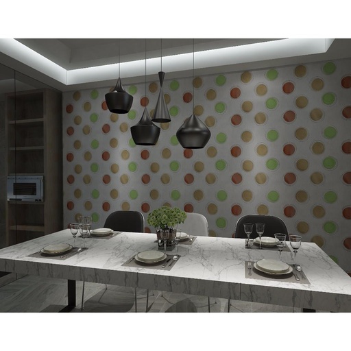 Multicolor Big Polka Dot with Spiral Pattern Wallpaper