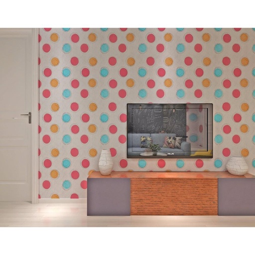 Blue and Pink Big Polka Dots with Spiral Pattern Wallpaper, Colorful? Solved by Idiya!