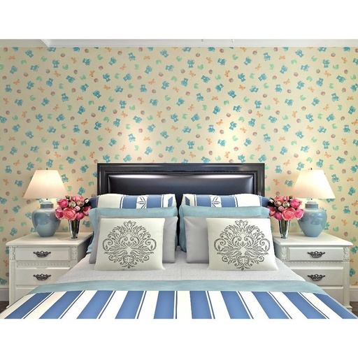 Teddy Bears, Butterflies on Off-White Background Pattern Wallpaper,  Charm of childhood? Solved by Idiya!