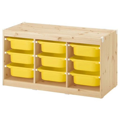 TROFAST storage combination with boxes light white stained pine yellow