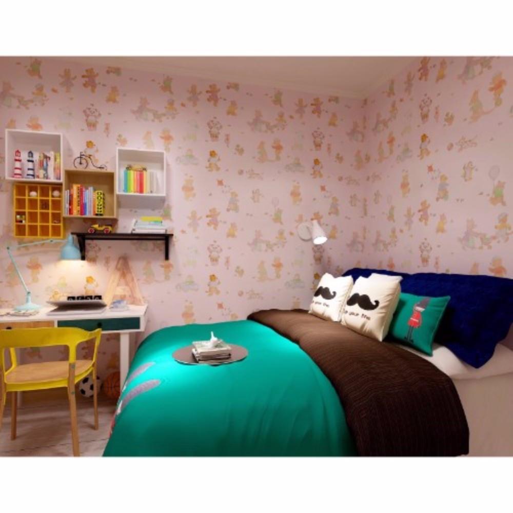 Light Pink Wallpaper with Teddy Bears, Joyful with Idiya