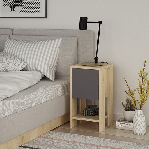 Ilgın Nightstand - Oak - Anthracite, Modern? Solved!