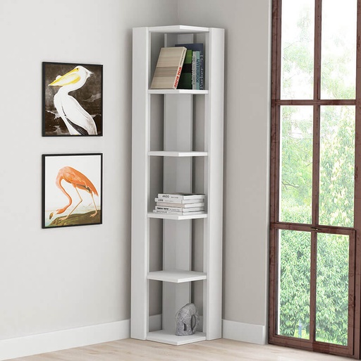 Sanlıurfa Corner Bookcase - White, Sophisticated? Solved!
