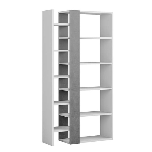 Afyonkarahisar Bookcase - White - Retro Grey
