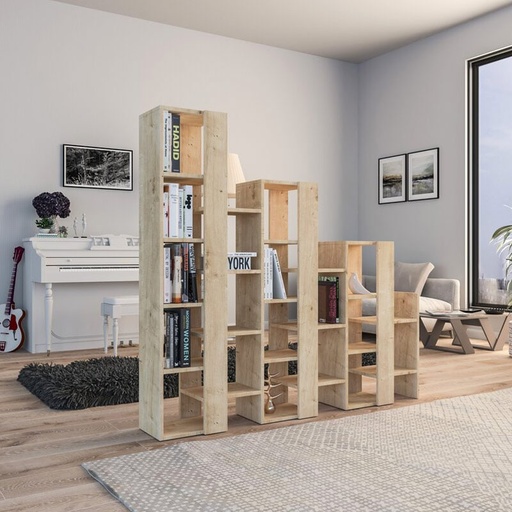 Afyonkarahisar Separator Bookcase - Oak, Multifaceted? Solved!
