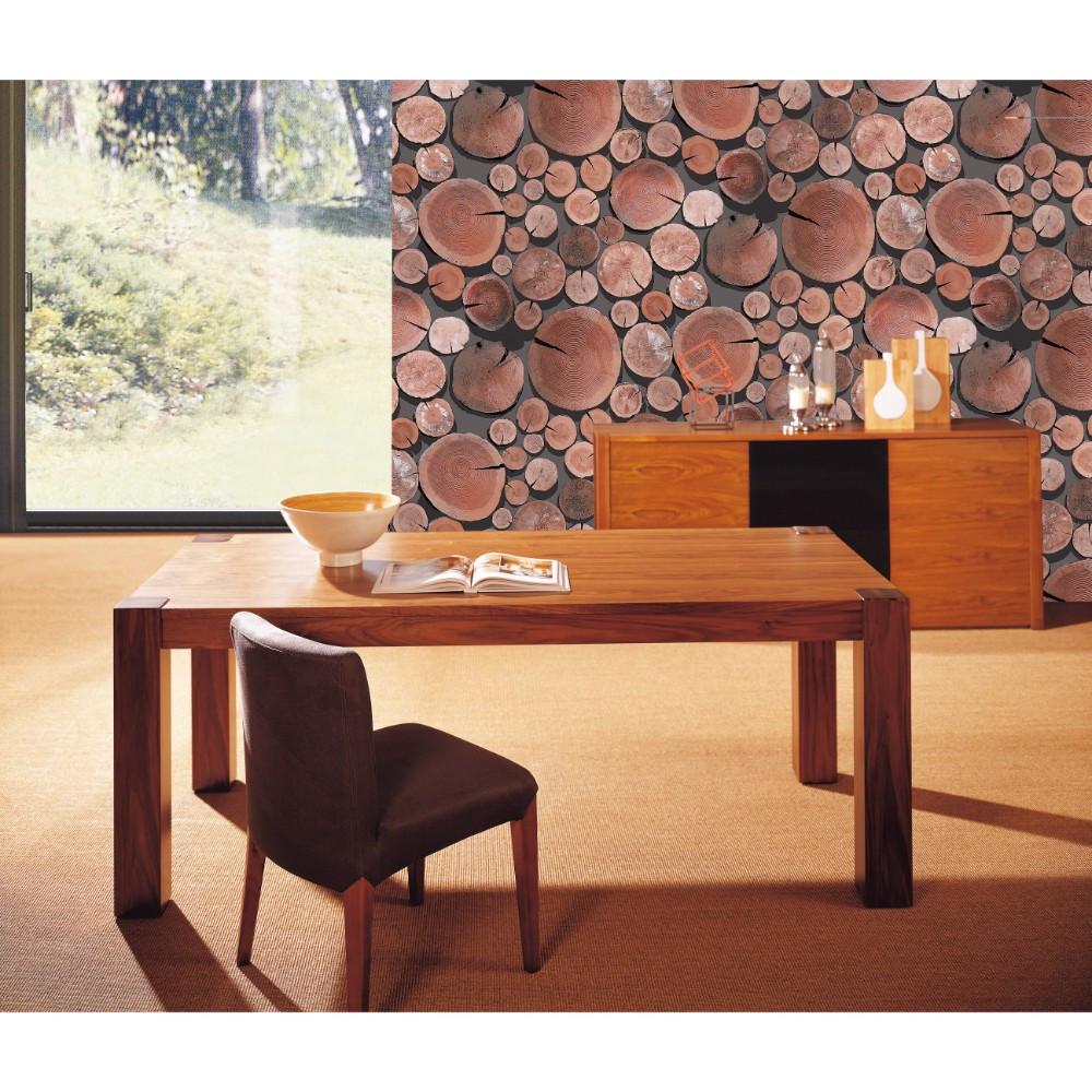 3D Tree Bark on Light Grey Wallpaper, Smart – Idiya