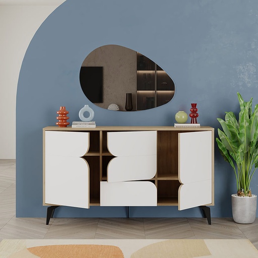 Yalova Console - Oak - White,  Organic style? Solved!