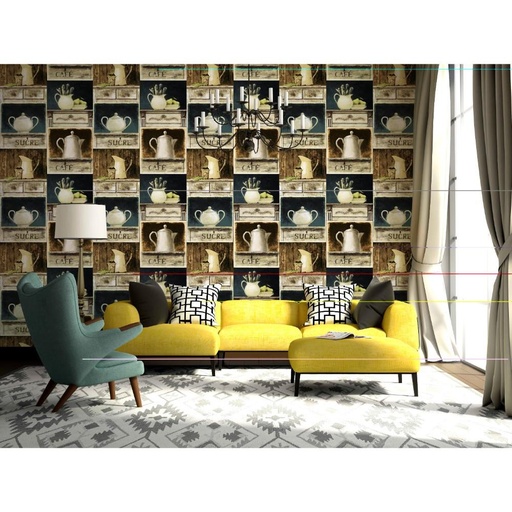 3D Cafe Kettels and Cutlery Pattern Wallpaper, Charming? Solved!