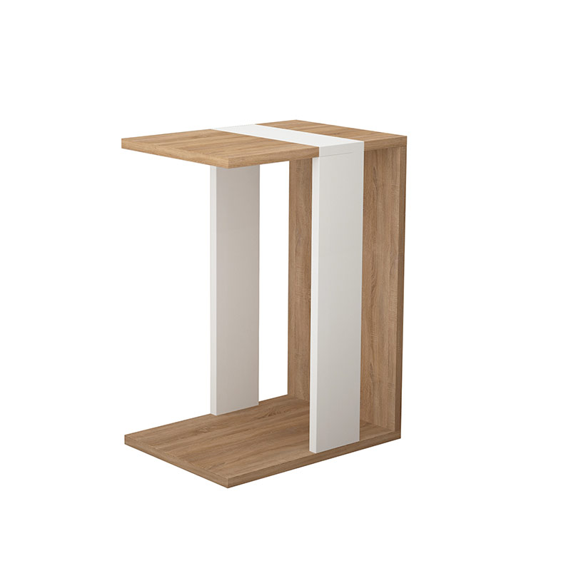 Elazıg C Table Oak & White Modern Side Table