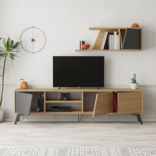 Patnos Tv Unit - Oak - Anthracite