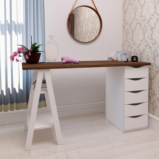  Divinopolis Desk - Nogal/ White, Stylish? Solved!