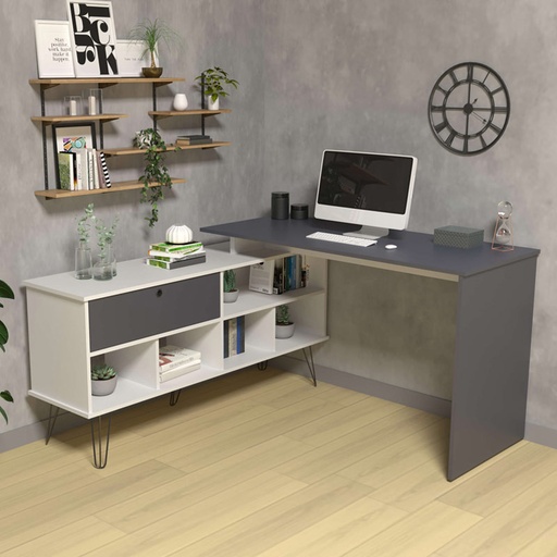  Mossoro Desk - White/ Gray, many-sided? Solved!