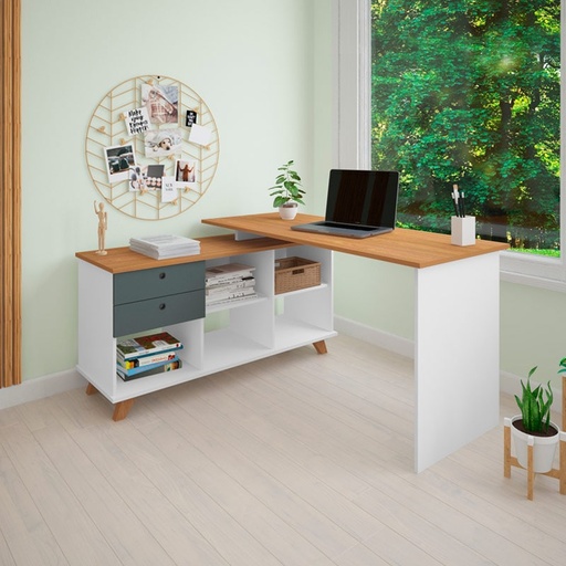  Chapeco Desk - Freijo/Gray/White, Trendy? Solved!