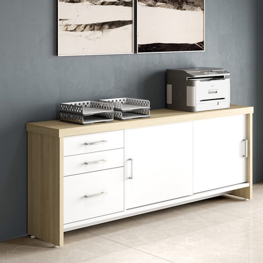  Alvorada Cabinet With Drawers II - Light Oak/ White