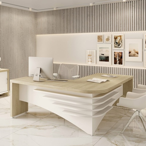  Nova Friburgo Desk II 2000x1800 LD - Light Oak/ White, Modern? Solved! (sample piece for sale)