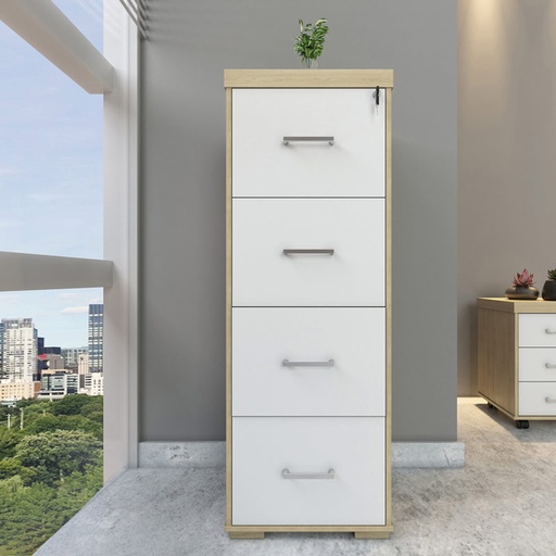  Alvorada 4 Drawers File Cabinet II - Light Oak/ White