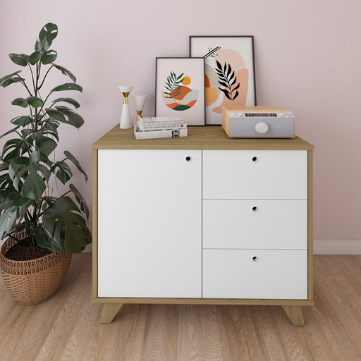  Luziania Cabinet with 1 Door and 3 Drawers - Elm/ White, Flexibility? Solved!