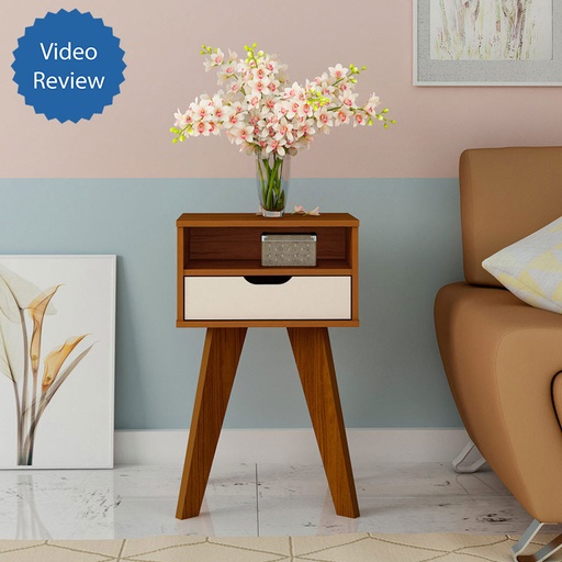 Campina Grande End Table - Cedar/ Off White