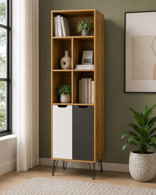 Sao Paulo Bookcase - Oak/ Graphite/ White, Ample storage? Solved!