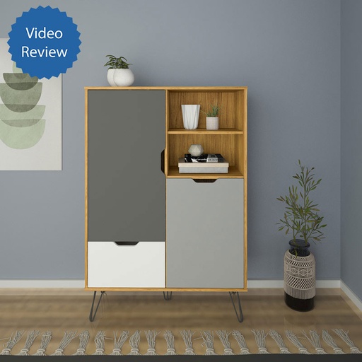 Sao Paulo display unit, Oak , Graphite , White, Silver, Decor-Friendly Design? Solved!