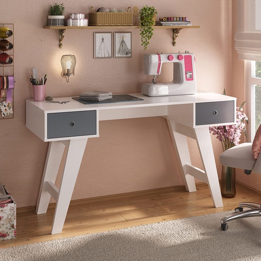 Petropolis Desk - White/ Graphite, Plentiful workspace? Solved!