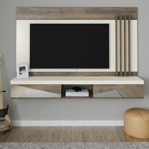 Palmas Tv Wall Panel - Off White/ Pine 