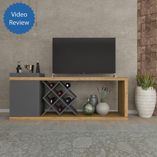 Sao Luis TV Stand Bar - Oak/ Graphite